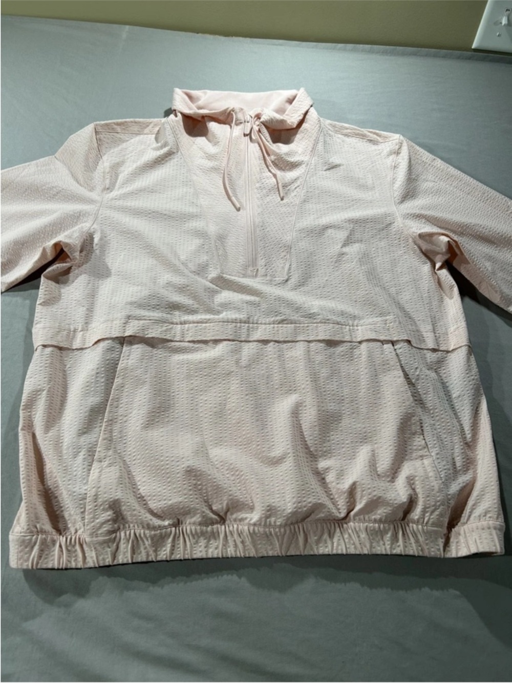 Lululemon Mesh-Back Seersucker Half-Zip Anorak-Strawberry Milkshake Pink-Size 10